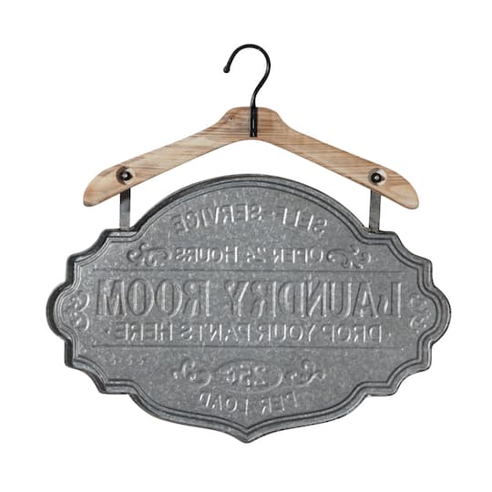Gray Laundry Room Metal Farmhouse Sign Wall Decor